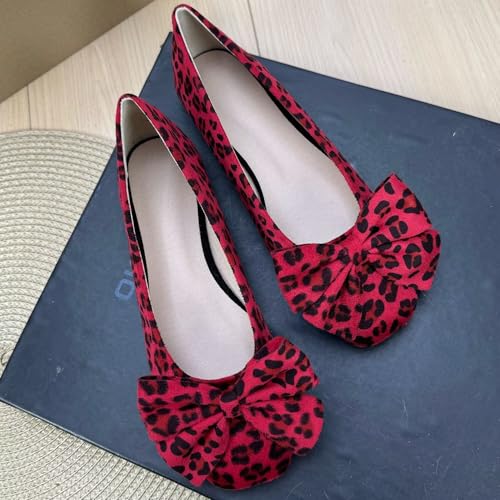 WENJIAZHIZHI Women's Bowknot Square Toe Ballet Flats Dressy Comfort Flat Shoes Soft Flat Shoes Female Slip-Ons Loafers2