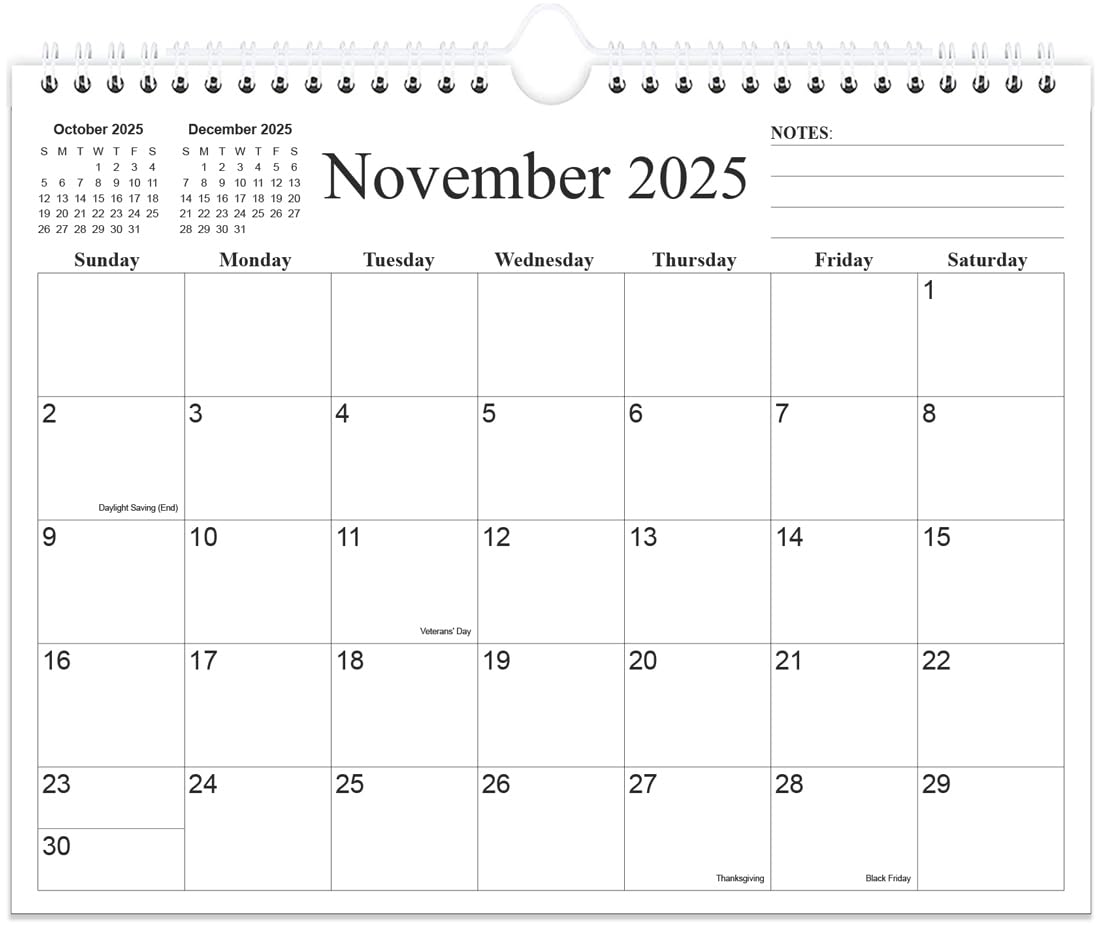 2026 Calendar - 20 Months Calendar 2026 from November 2025 to June 2027, Wall Calendar 2026 with Thick Paper for Home/Office/School, 8.5" x 11", Black