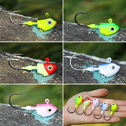 Sougayilang Swimbait Jig Head Lead Flats Jig Head Bait Lead Weighted Hooks Fish Jig Heads Fishing Accessories-15Pcs-1.05Oz(30G) #TOP6
