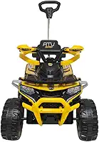 Quadriciclo Infantil com Empurrador e Luzes Ride On Maxi Toys (Amarelo)