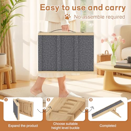 Adjustable Dog Ramp for Car with Anti-Slip Rug and 4 Height Levels for 7.7" to 15.8", Folding Dog Steps Doggie Ramp Pet Stairs for Couch, Car, Bed Stairs, Portable and Bearing 200LBS - Image 4