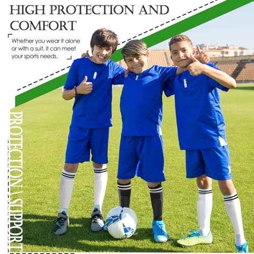 1 Pair Soccer Shin Guards and 1 Pair Long Soccer Socks Set for Kids Youth Lightweight Comfortable Essential Equipment for Football Basketball4