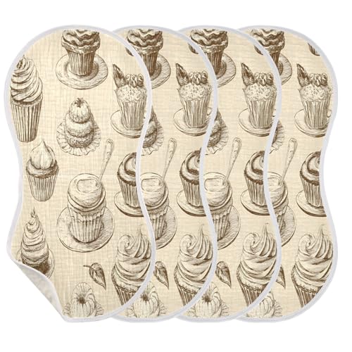 Vintage Pastry Burp Cloths Cotton Baby Washcloths,Large 22x11in Burping Cloth Absorbent and Soft for Newborn Baby Boys and Girls,2 Pack3