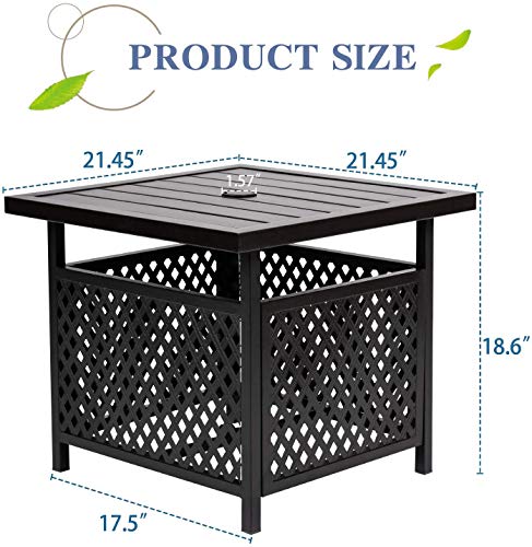 Omelaza Outdoor Patio Bistro Coffee Table Side Table With 1.57" Umbrella Hole, Small Metal Square, For Garden, Pool, Deck, Black #TOP6
