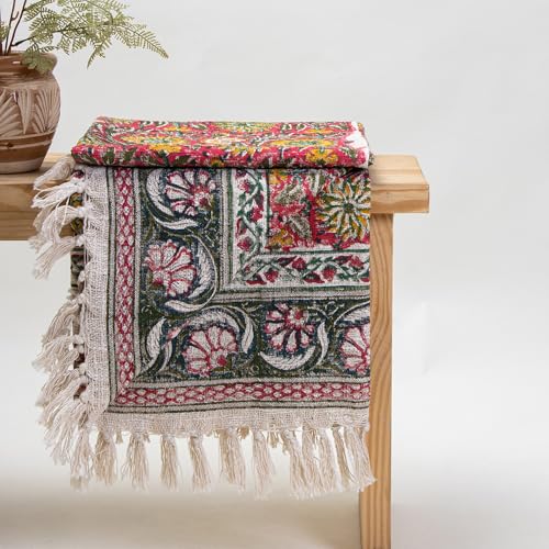 Image of Surajmukhi Flower Cotton Throw Blanket - Soft, Lightweight, Stylish Floral Pattern for Couch, Sofa, Bed - Perfect for Home Decor & Cozy Comfort 50X60 Inches (Multi-Color 04)