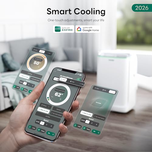 Image of ZAFRO Smart Inverter Portable Air Conditioners, 16000 BTU (12000 BTU SACC) Dual Hose Portable AC Unit with Energy Saving /Ultra Quiet(38dB Upgraded) /Drainage-free Cool /APP /Remote for Multi-Scenario Use