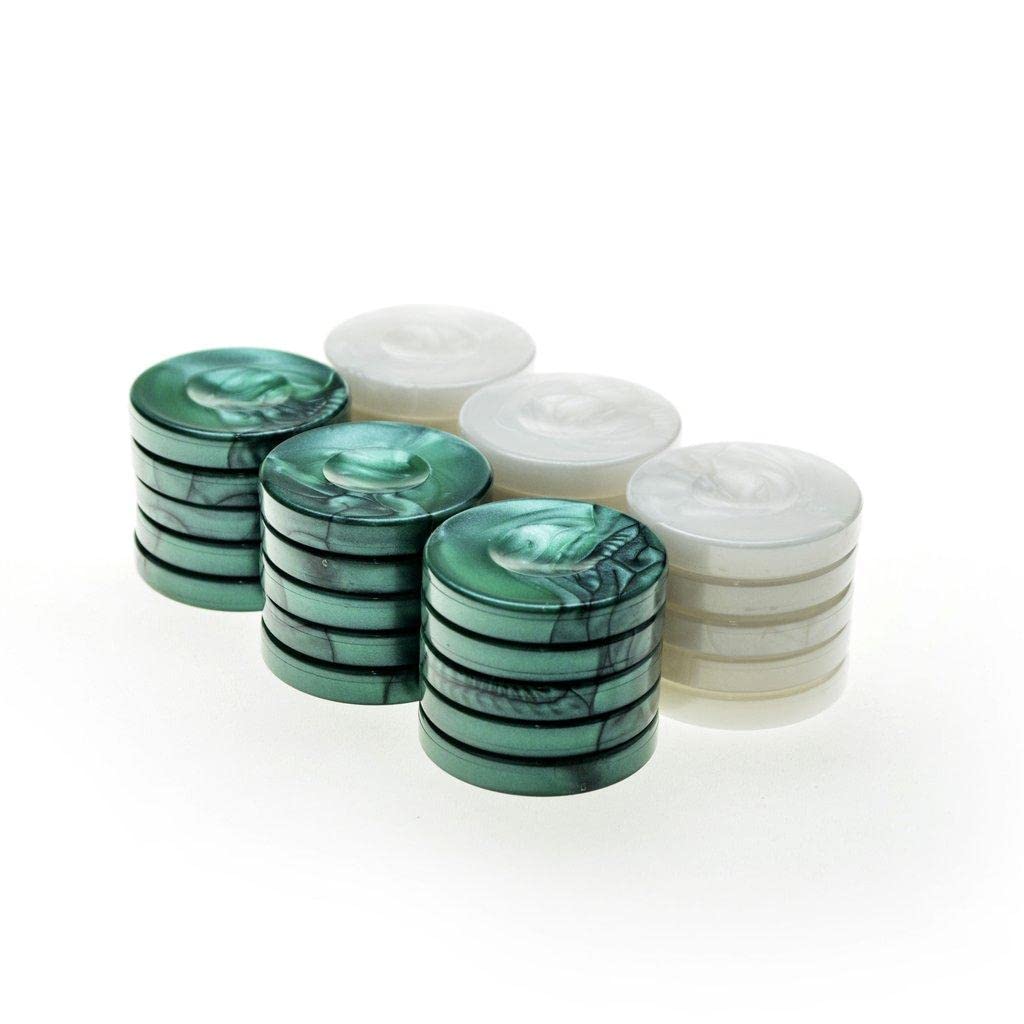 Akrylowe zielone kawałki do gry w backgammon - 36 mm