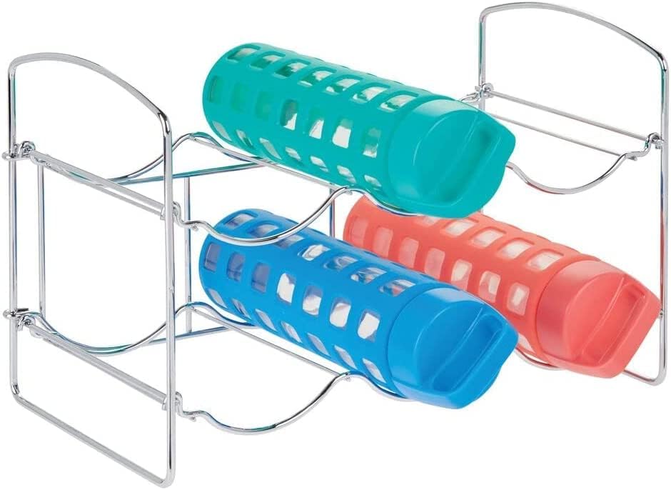 Craft Capital Metal Water Bottle Rack Storage Organizer for Kitchen Countertops, Pantry, Fridge - Stores Wine, Beer, Pop/Soda - 2 Levels, Each Holds 6 Bottles, Free-Standing (Silver)-image-27