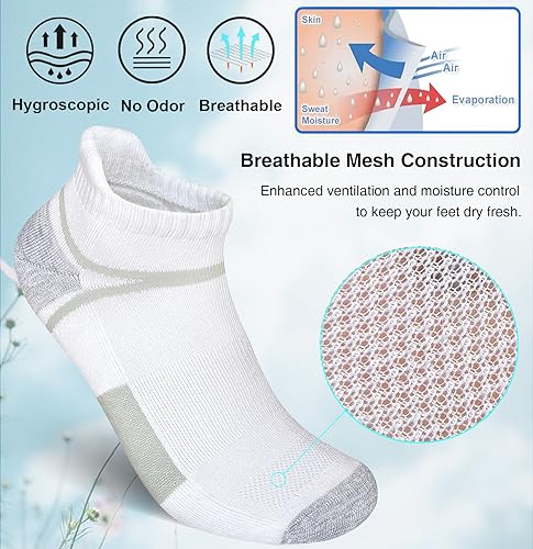 Men's Athletic Cushioned Ankle Socks Comfort Wicking Anti-Blister Running Sock 5 Pairs4