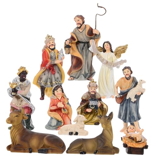 VINTORKY Nativity Scene Jesus Decor Large Outdoor Scene Resin Craft Nativity Figurines Religious Statue Set