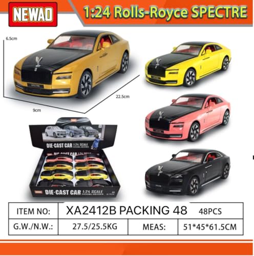 Image of 1:24 Big Size Rolls-Royce Spectre Scale Model Car - Exclusive Alloy Metal Pull Back Die Cast Car Toy with Openable Doors, Light & Music - Best Gifts for Kids【Colors as Per Stock】