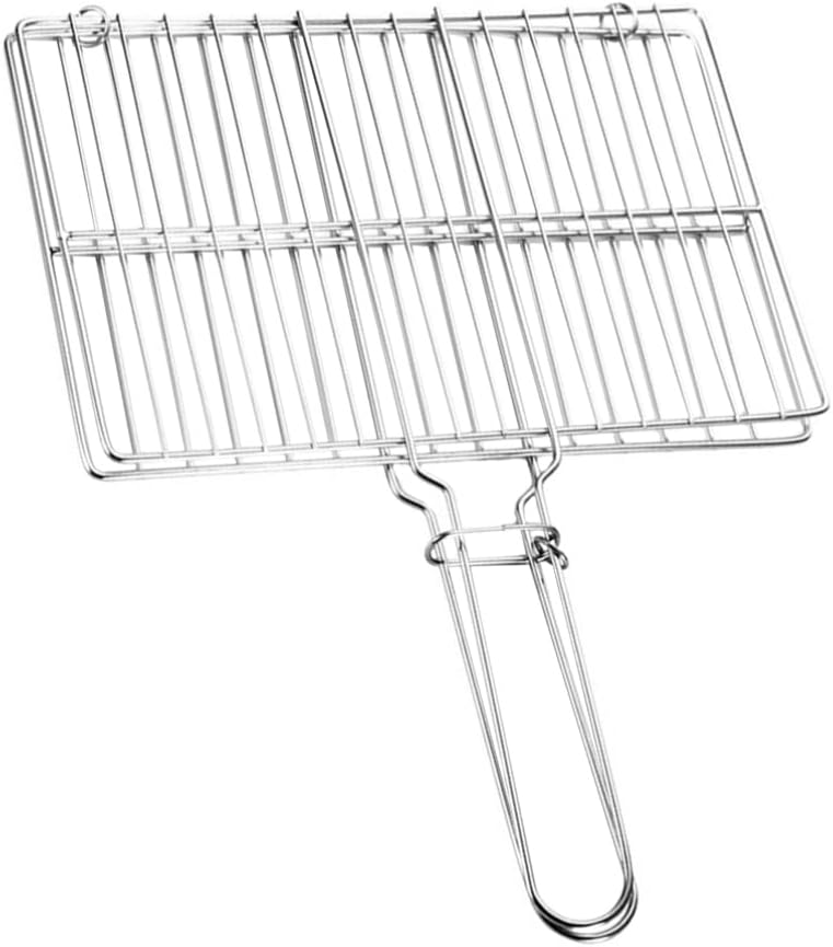 Lamb Grill Rack Fish Grill Basket, Stainless Steel Non Stick Grill Accessories for Meat Steak Shrimp Vegetables Chops Campfire Cooking Equipment