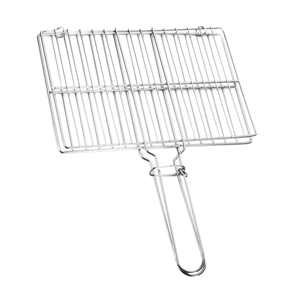 Kichvoe Griglia per agnello, griglia per pesce, in acciaio inox, antiaderente, accessori per carne, bistecca, gamberetti, verdure, braciole, falò, attrezzatura da cucina