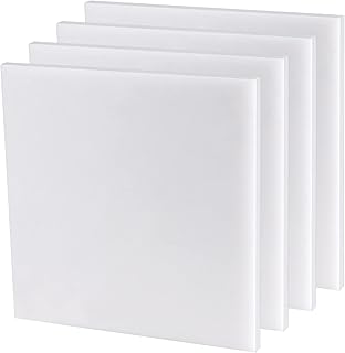 MAHIONG 4 Piece 8 x 8 x 3/8 Inch Thick UHMW Polyethylene Plastic Sheet, 20cm x 1cm Square Ultra High Molecular Weight Polyethylene Sheet Board for Office, Home, Industrial Use, Opaque White