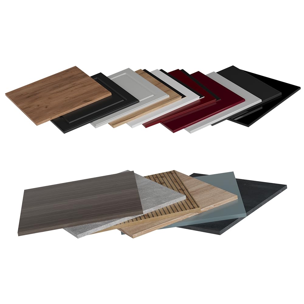 Vicco Frontale cucina R-Line, Nero lucido, 59.6 x 71.3 cm frontale del mobile per mobile forno a mezza altezza, adatto per armadi da cucina R-Line per un montaggio semplice