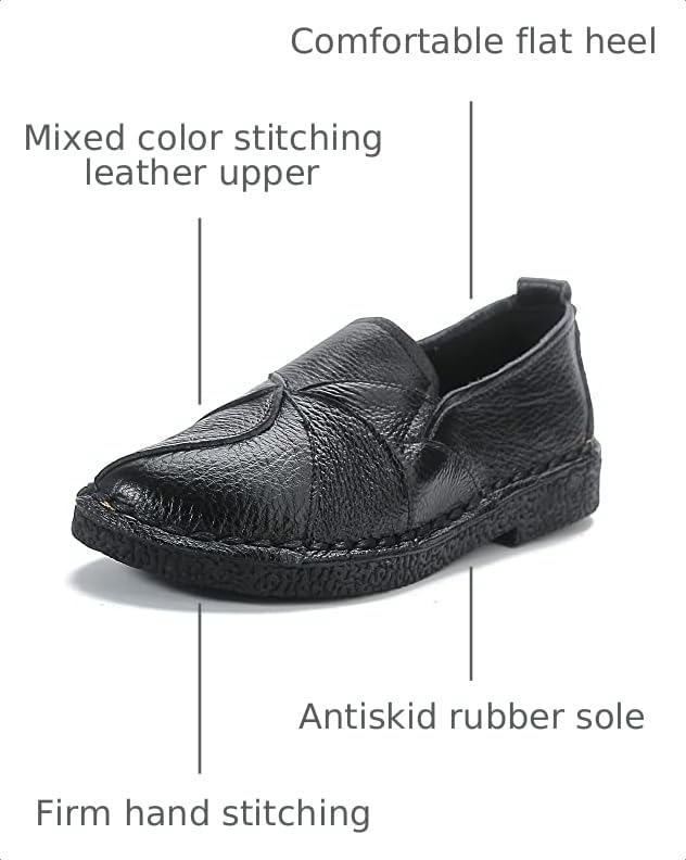 Image of Trsorini Women Leather Loafers Slip-on Casual Flat Shoes