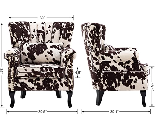 Kmaxcowprintaccentchairvelvetwingbackchairwithpillownailheadchanneltuftedoversizedclubchairforlivingroombedroomguestroom Urban Country Home Decor Kmax cow print accent chair velvet wingback chair with pillow nail head channel tufted oversized club chair for living room bedroom guest room urban country home decor
