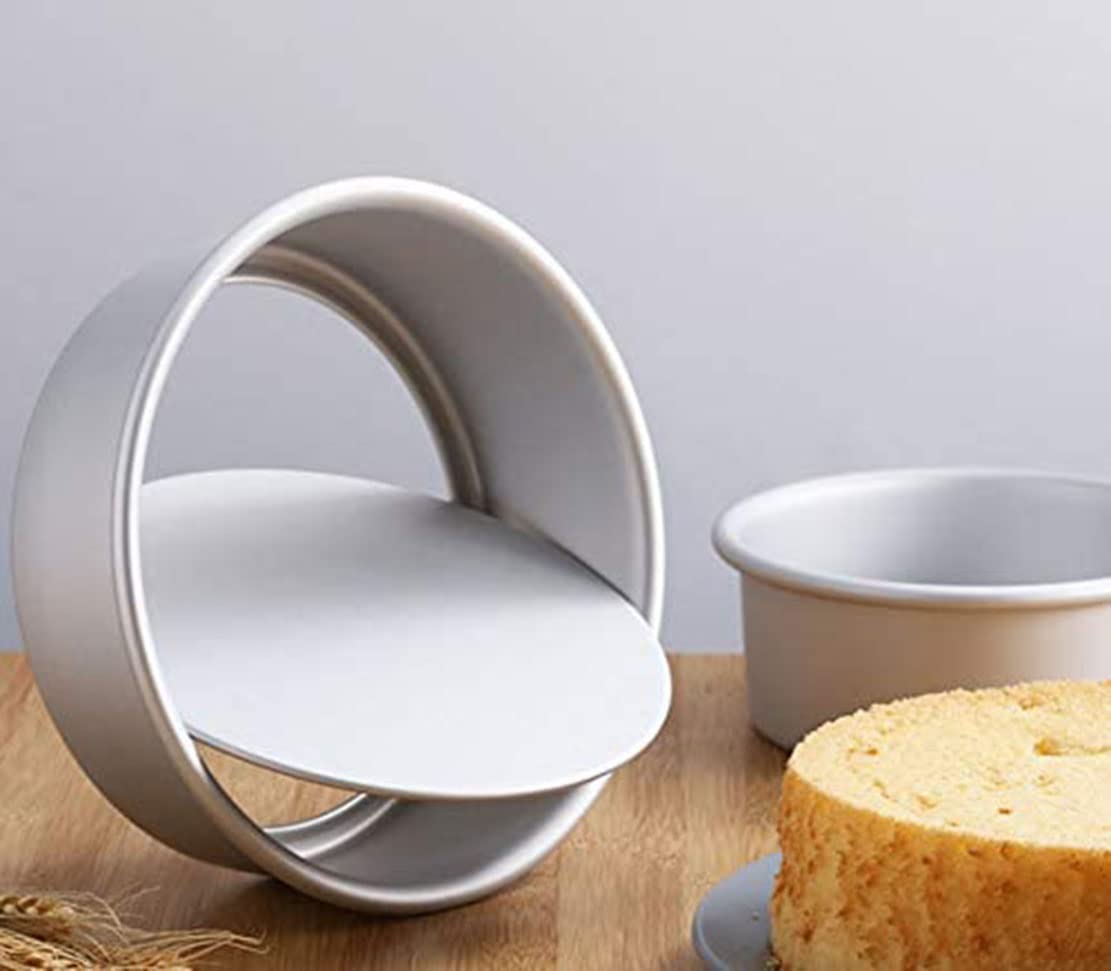 Set di stampi rotondi per torte in alluminio anodizzato, con fondo rimovibile a prova di perdite (12 in)