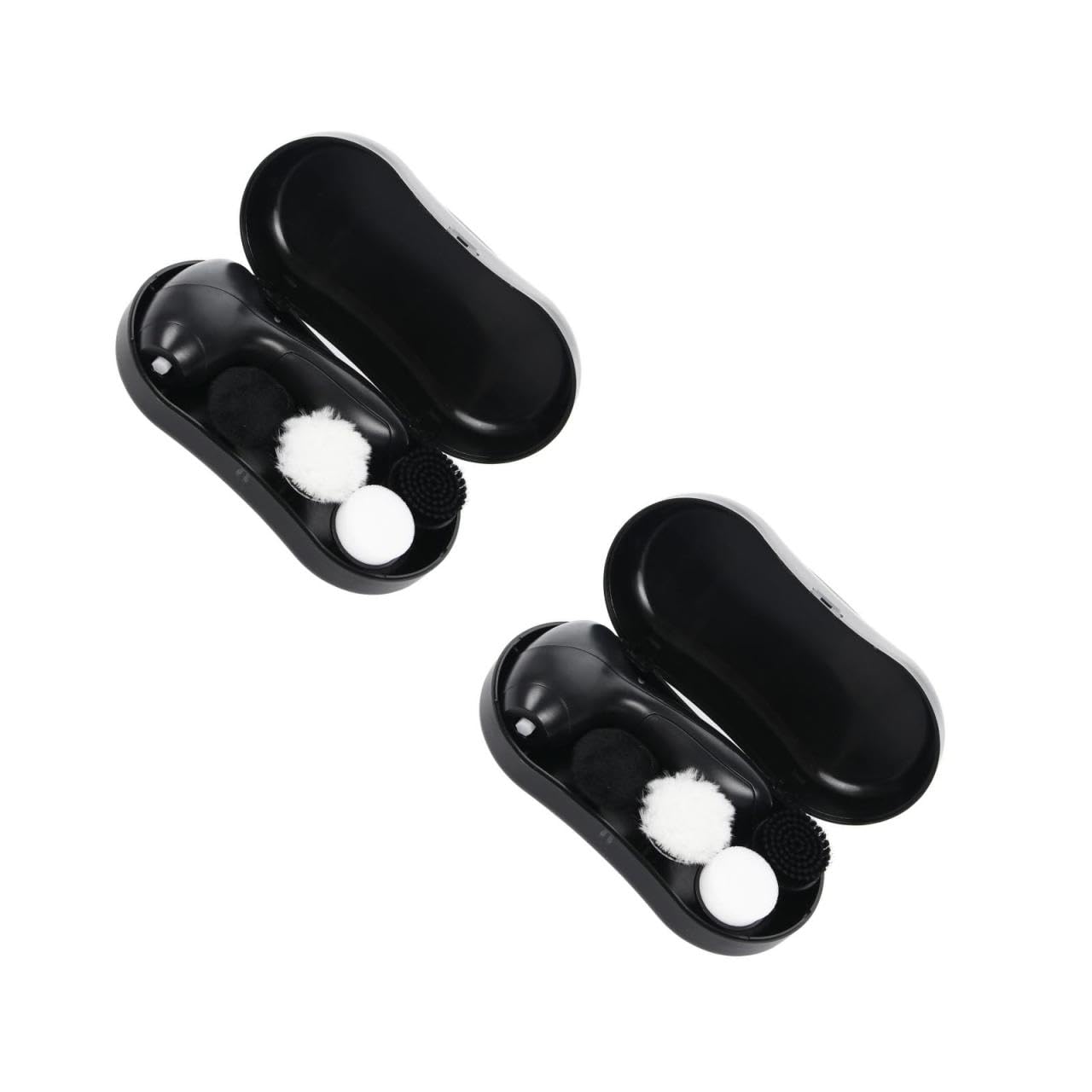 Ipetboom 2ensembles Set De Nettoyage Électrique pour Chaussures Kit De Brosse à Cuir Portable avec Accessoires Remplaçables Outil Pratique pour Entretien Noir