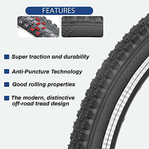 Hycline RNRY-HY8008-26195BLK-PAIR 2 Pack Bike Tire,26X1.95 Inch Folding Replacement Tire thumb #2