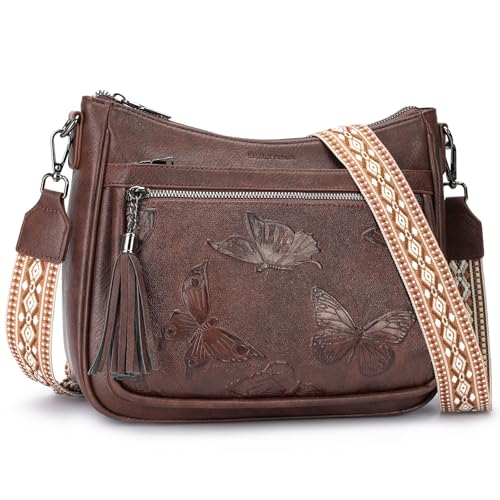 Image of BELTANA Crossbody Bags for Women Trendy Vegan Leather Hobo Purses Medium Butterfly Cross Body Purse with Wide Strap | Adjustable Strap