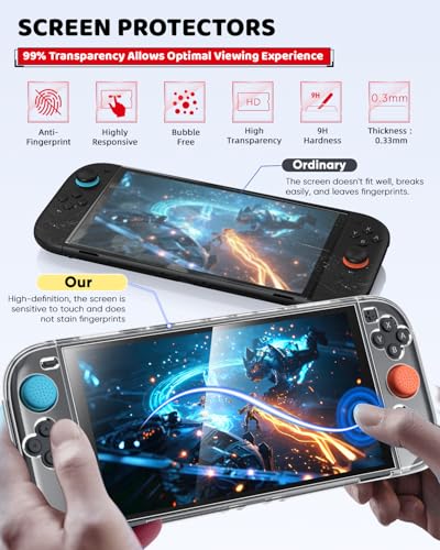 Image of Switch 2 Accessories Bundle for Nintendo Switch 2 2025(All in One Case Kit) | Portable Hard Shell Slim Case with Crystals Protective Cover kit, 2 HD Screen Protectors (7.9 Inch),Dust Plugs, 4 Thumb Grips