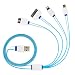 USB Cable, 4 in 1 Multiple USB Charger Cable Adapter Universal for iPhone 6s, 6s Plus, 5 / 5S / 5C / SE, 4S 4, iPad Mini, Galaxy S6 Edge, S4, S5, Note 4 5, all Android and Tablets (Blue)