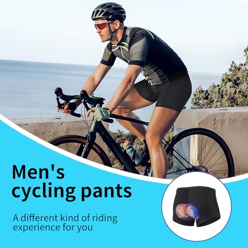 Radlerhose Herren, Fahrradhose Herren Gepolstert, Radhose Gepolstert Elastische 9D Gel Sitzpolster, Atmungsaktive Schnelltrocknende Stoßfeste(DE/NL/SE/PL, Alphanumerisch, XXL, Regular, Schwarz)