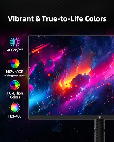 Image of KTC 27 Inch 4K Gaming Monitor - UHD 160Hz Monitor with Fast IPS Panel, 1ms MPRT, 140%sRGB, HDR 400, Adaptive Sync, HDMI DisplayPort, Height Tilt Pivot Swivel Adjustable, Carbon Fiber Backcover, U27T6