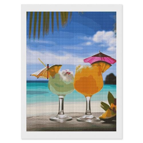 Ghbnk Diamond Painting Square Kit Diy Art Craft Tropical Beach Drink Home Decor Canvas Art Creative Diy Painting Kit Diy Diamond Art Craft For Stress 
