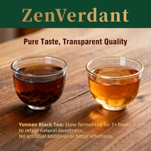 Image of ZenVerdant Yunnan Loose Leaf Black Tea, Dian Hong, 10oz | Distinctive Chinese Highland Black Tea with Balanced Honey Sweetness & Gentle Fruit Undertones