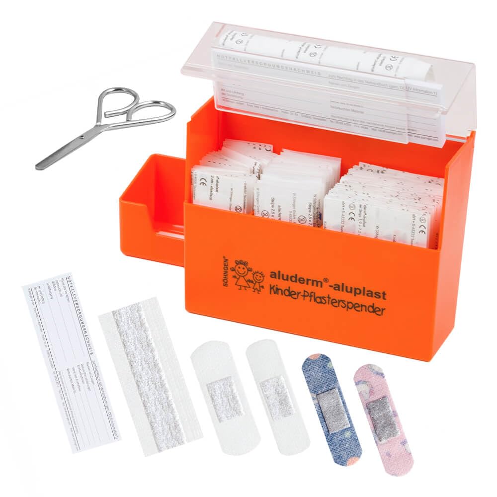 aluderm by Söhngen Erste-Hilfe Komplett-Set für Kindergärten, inkl. Erste-Hilfe Koffer DIN 13157, Art.-Nr. 608703 | Erste Hilfe Station | Erste Hilfe Set | Erste Hilfe Komplettpaket