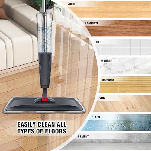 Flash Speed Mop Spray Mop,Microfibre Flat Power Mop with 3 Replaceable Pads,Floor Mops Wet&Dry Floor Cleaning Mop with 360°Rotatable Head & 700 ml Tank for Laminate Floor/Household Cleaning