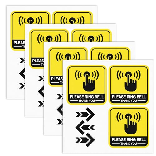 4PCS Please Ring Doorbell Sign Sticker, Ymapinc 2inch Self-Adhesive Waterproof Ring Bell Sign with Arrow, Tiny Outdoor Doorbell Sticker for Home/Business/Office, Outdoor Decal