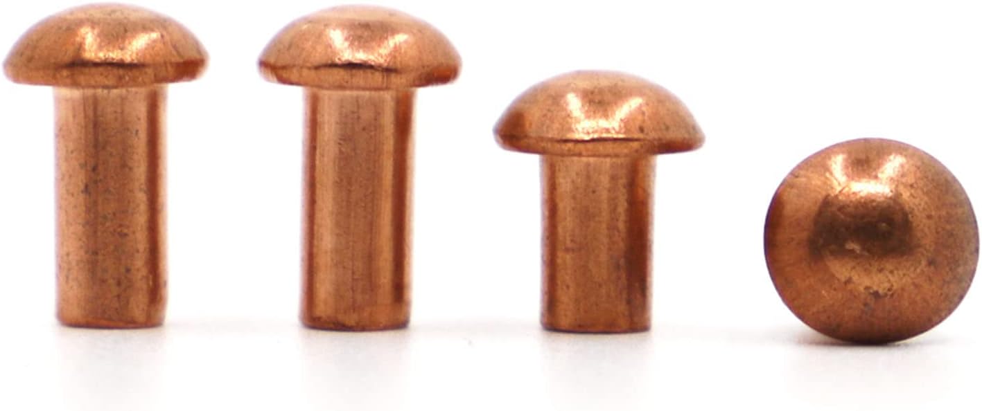 TOOLAE - 1-50pcs M1.5 M2.0 M2.5 M3 M4 M5 M6 M8 Copper Rivet Pan Head Solid Rivets Brass Half Round Solid Rivet Cap GB867 (20mm)