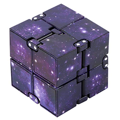 CABAX Infinity Fidget Cube for Kids and Adults, Stress and Anxiety Relief Cool Hand Mini Kill Time Toys Infinite Cube for Add, ADHD (Purple Galaxy Space)