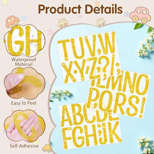 Image of Glitter Letter Stickers, 3 Inch Large Letters for Poster Board (Gold) | 160 PCS,Self-Adhesive,Vinyl Alphabet Stickers,Bulletin Board Letters for Classroom,Party,DIY Crafts,Home,Office,Mailbox Decor