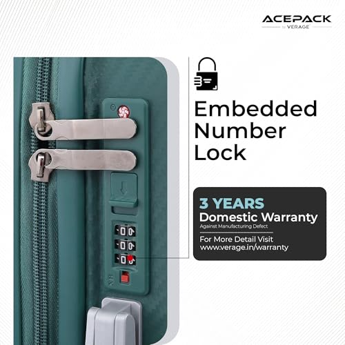Image of ACEPACK Orion Polypropylene (PP) Cabin Suitcase 55 cm | Lightweight Hard Shell Trolley Bag with 360 Silent Spinner Wheels, Number Lock, Telescopic Handle & Corner Guards | 30-45L Carry-On Luggage
