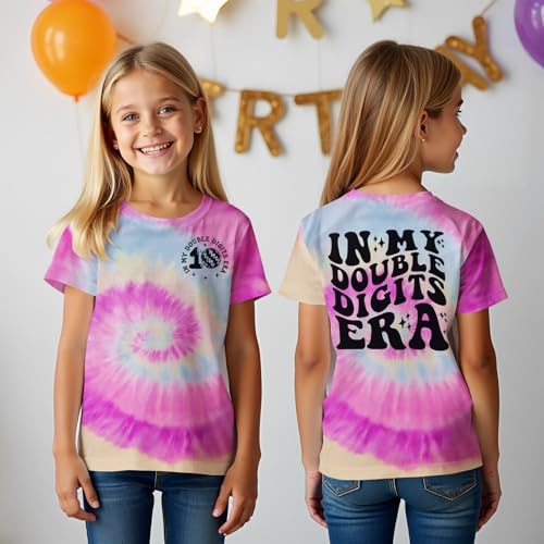Image of IZYJOY in My Double Digits Era Shirts Girls 10th Birthday T-Shirts 10 Years Old Birthday Party Short Sleeve Summer Tee Tops