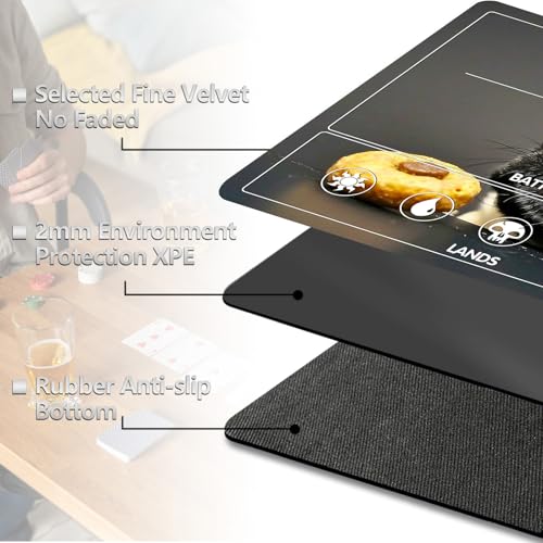 Image of for MTG Playmat with Card Storage Bag,Non-Slip Rubber Base & Smooth Surface 24x14in,Beginner-Friendly Magic Mat for Commander Deck,Cute Dog