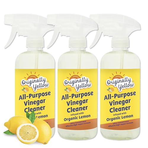 Originally Yellow Lemon Vinegar All Purpose Cleaning Spray | Distilled Cleaning Vinegar | Plant-Derived All Purpose Cleaner | Living Room Bathroom & Kitchen | 3 Pack