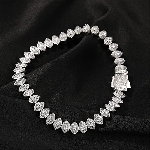 ICEDIAMOND Trendy Cluster Sparkling Marquise-cut CZ Diamond Tennis Chain Bracelet, Gold Plated Iced Out Hip Hop Charm Jewelry for Men Women3