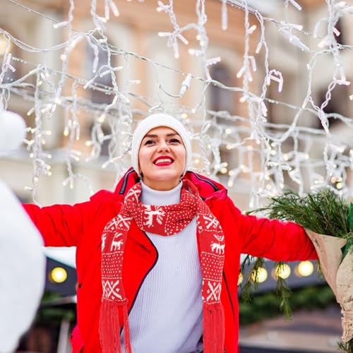 Christmas Scarves Christmas Snowflakes Scarf Knitted Scarf Reindeer Pattren Winter s Costume for Men Women Holiday2