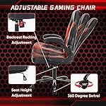 DUMOS Ergonomic Computer Gaming Chair with Flip-up Armrest, Height Adjustable PU Leather Home Office Desk Chair with Lumbar Support Swivel Wheels and for Adults and Kids, Scarlet Red - Image 5