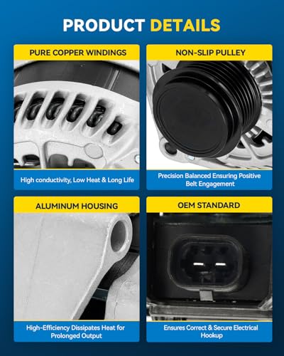 Image of PHILTOP New 14009N Alternator 170Amp Compatible with Cadillac 2015-2018 Escalade, 2016-2019 CTS 6.2L, 2019 Escalade 6.2L
