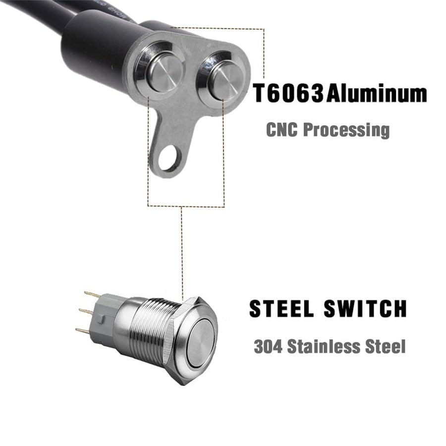 Moto interruptor manillar pulsador doble universal regulable de aluminio resistente 6