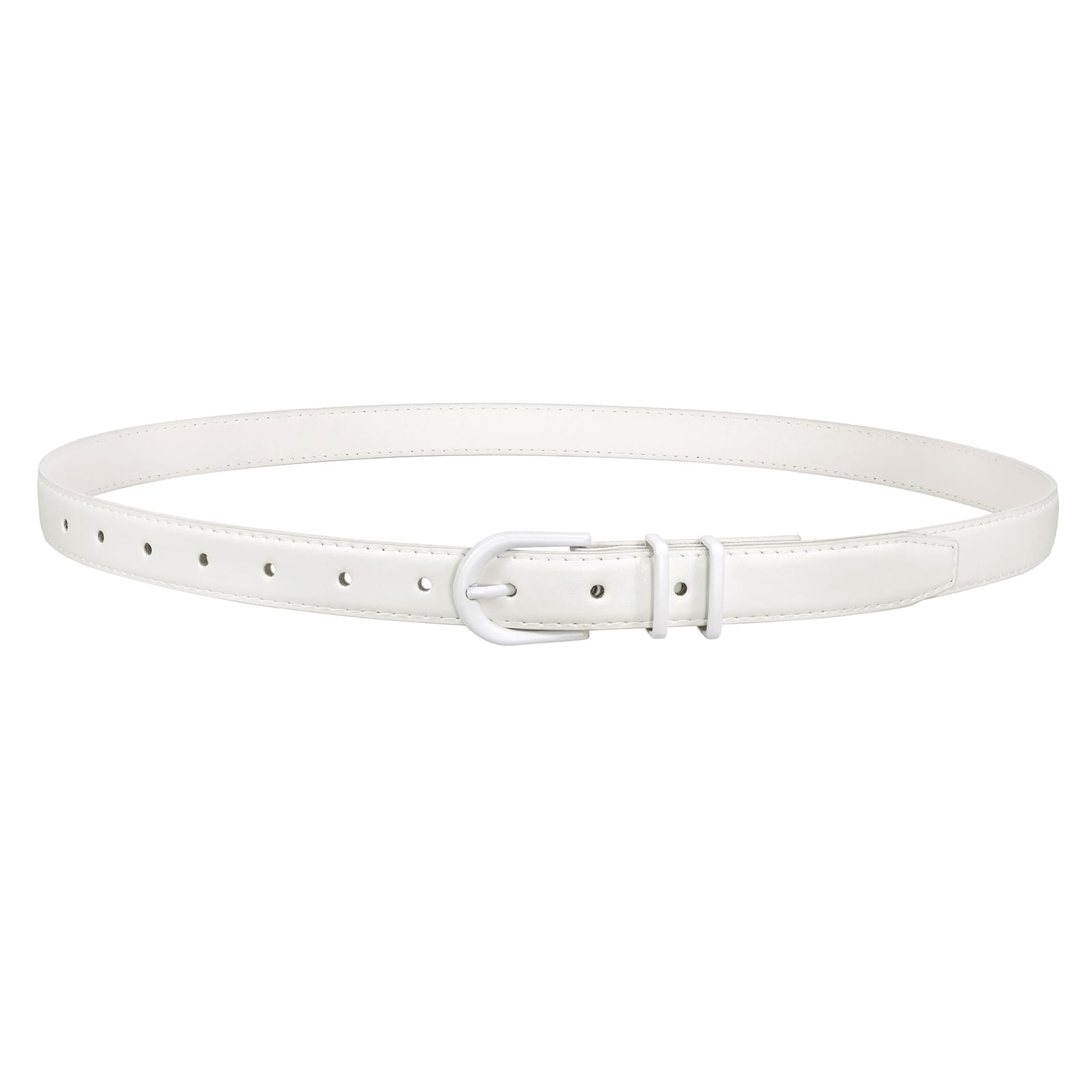JASGOOD Women Skinny Leather Belt for Jeans Pants Fashion Ladies Thin Belt for Dress with Gold Single Prong Buckle