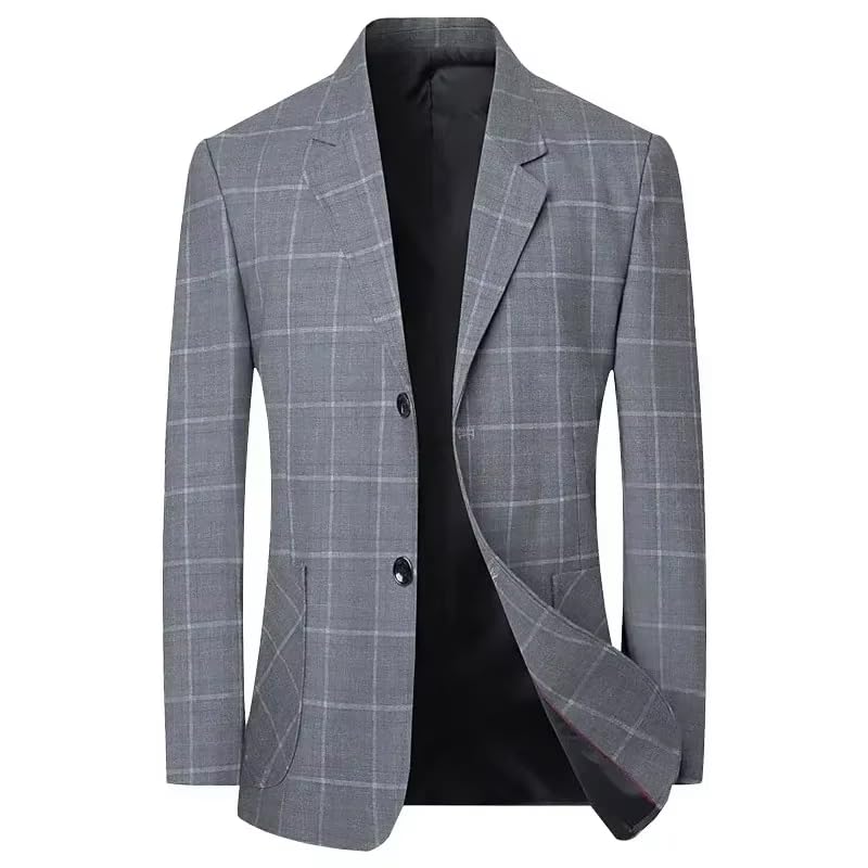 Men's Spring Blue01 Checkered Lightweight Suit Business Casual Slim Blazer for Men-Blue014