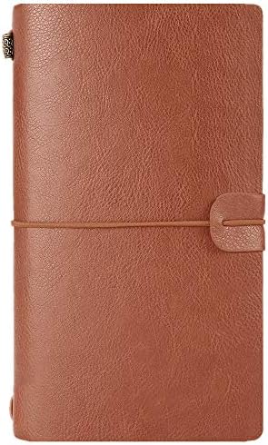 Travelers Notebook, MaleDen Vintage Refillable Leather Writing Journal Travel Diary with 3 Inserts, Zipper Pocket and Card Holders for Women Men