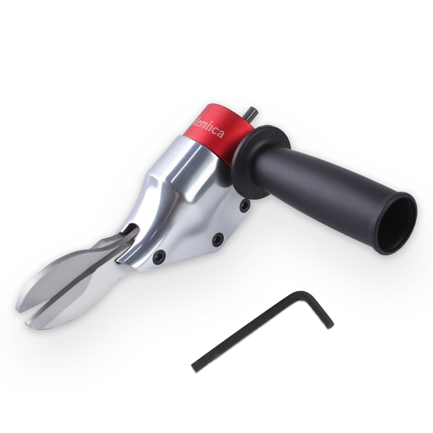 360° Pivoting Drill Metal Shear Attachment, Professional Power Tool Accessory for Cordless &amp; Corded Drills, Heavy-Duty Metal Cutter for Iron, Aluminum &amp; Copper Sheets with Adjustable Handle- R